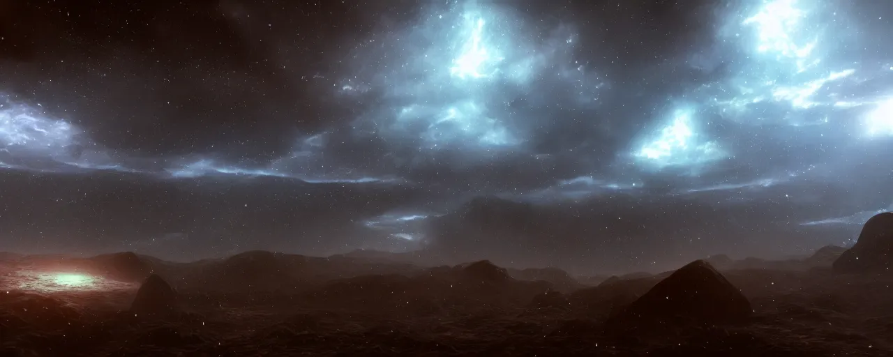 Image similar to cinematic render of atmospheric deep space, volumetric lighting, cathrin machin