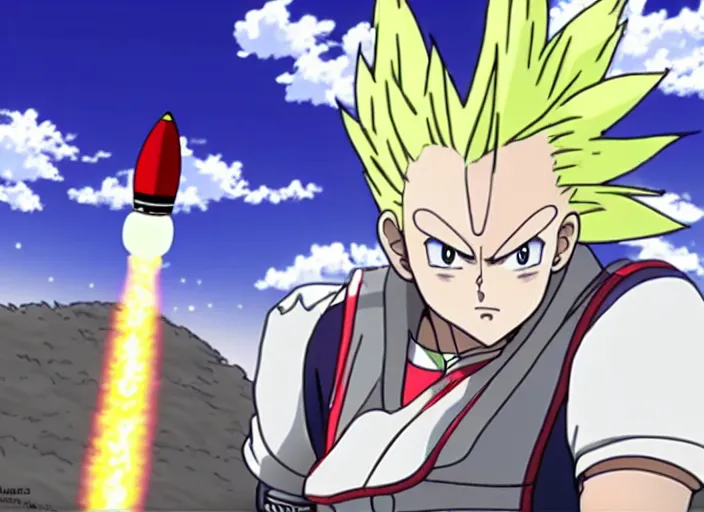 Image similar to rocket launch in anime with senku inspired