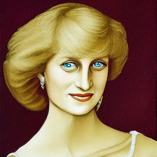 Image similar to a painting of princess diana in the style of leonardo da vinci