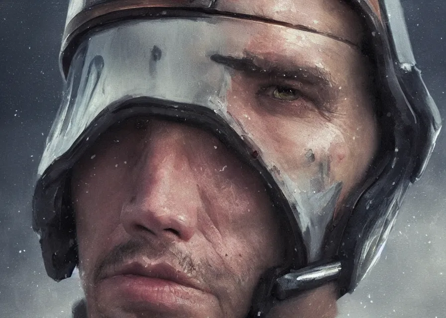 Image similar to painting portrait of Ethan Hawke dressed as general in Star Wars, sharp focus, waist up, trending on ArtStation, masterpiece, by Greg Rutkowski, by Ross Tran, by Fenghua Zhong, octane, clear eyes, soft render, clear facial features, oil on canvas, moody lighting, cinematic, professional environment concept art