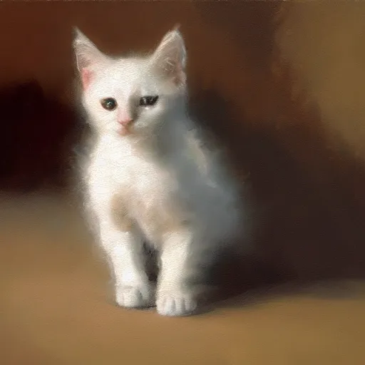 Prompt: an oil painting of a kitten, by craig mullins