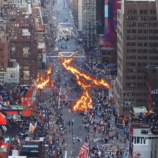 Prompt: news still of a giant toddler attacking new york