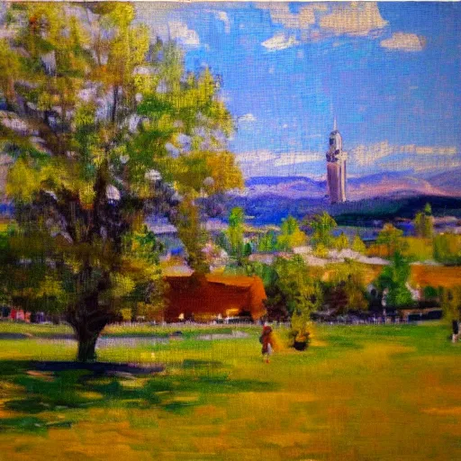 Image similar to an impressionist painting of Boise Idaho