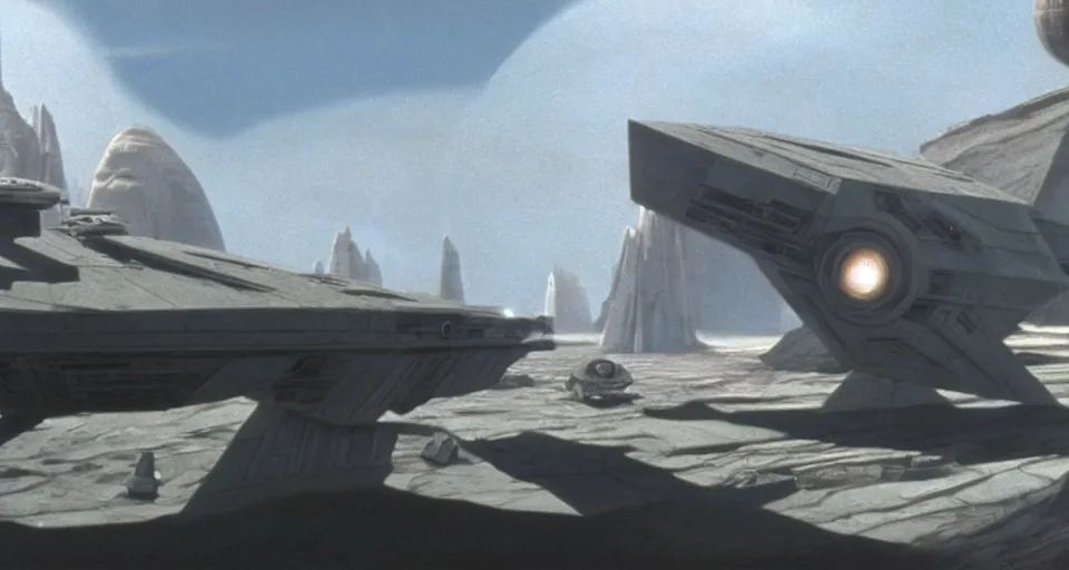 Image similar to film still from star wars, ralph mcquarrie, george lucas, octane