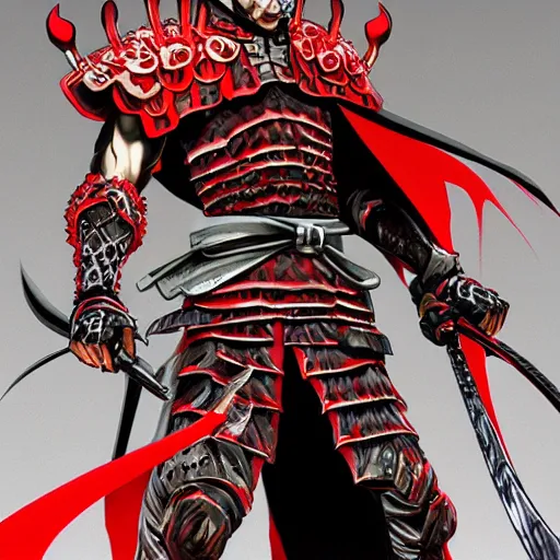 Image similar to demon samurai , short hair, made by Yusuke Murata, Tomohiro Shimoguchi, Takeshi Obata, Masakazu Katsura, ArtStation, CGSociety