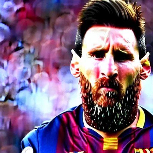 Prompt: Lionel Messi with a majestic beard, closeup, cinematic shot, 4k, award winning photo