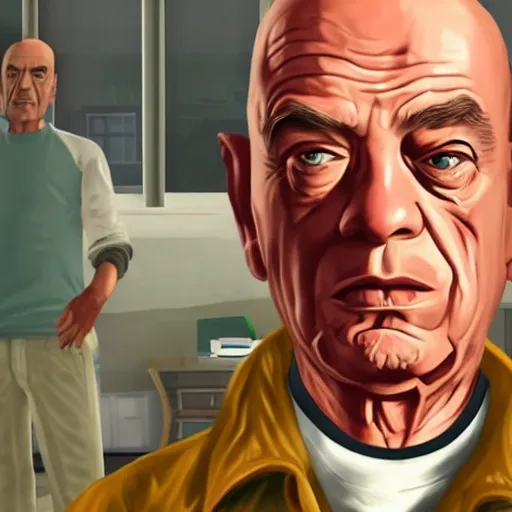 Prompt: Hector Salamanca from Better Call Saul as a GTA character portrait, Grand Theft Auto, GTA cover art