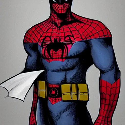 Prompt: batman mixed with spiderman, realistic character concept art