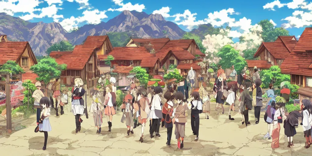 Image similar to a anime contryside village background
