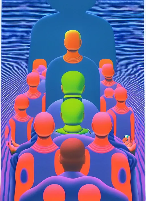 Image similar to meditaiting men by shusei nagaoka, kaws, david rudnick, airbrush on canvas, pastell colours, cell shaded!!!, 8 k