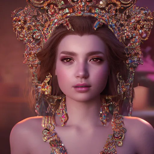 Image similar to wonderful princess of beauty with fair skin, ornate 8 k gorgeous intricate detailed, accent lighting, dramatic light, octane render