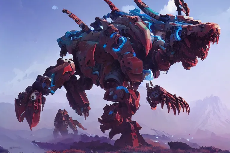 Image similar to ravager machine mecha animal beast robot of horizon forbidden west horizon zero dawn bioluminiscence, behance hd by jesper ejsing, by rhads, makoto shinkai and lois van baarle, ilya kuvshinov, rossdraws global illumination