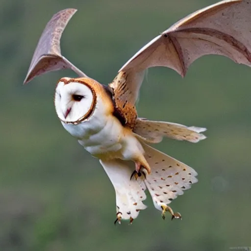 Prompt: hybrid of a barn owl and a dragon