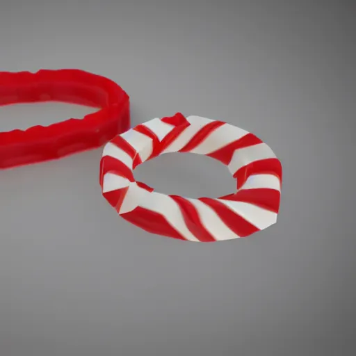 Prompt: Kit Kat candy in shape of a mobius strip, left side only, 3d render, high quality, edible.