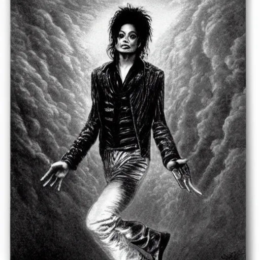 Image similar to Michael Jackson in the style of Gustave Dorè