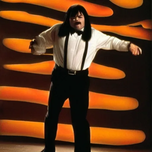 Image similar to jack black in pulp fiction, tarantino, dancing