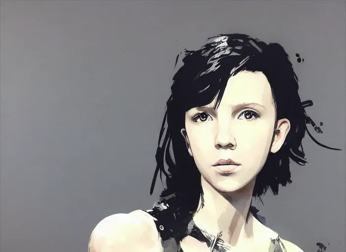 Image similar to a highly detailed beautiful portrait of millie bobby brown by yoji shinkawa