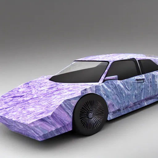 Image similar to vaporwave style car made from marble, concept