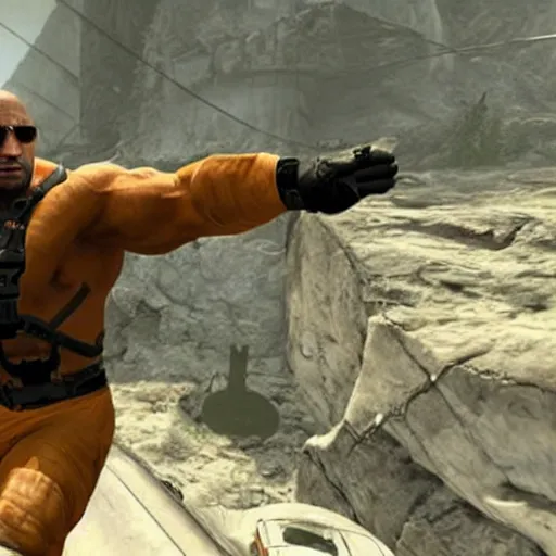 Image similar to Dwayne Johnson in Half-Life 2