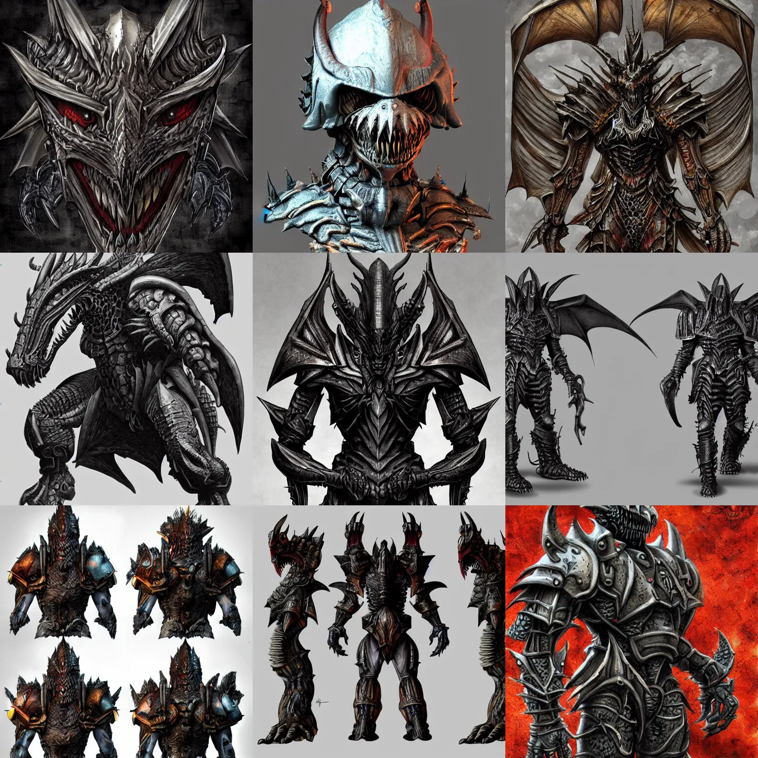 Prompt: warhammer dragon armor, in the style of giger, highly detailed, trending on artstation, award winning