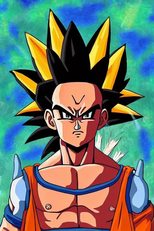 Image similar to portrait of an indigenous saiyan on their home planet.