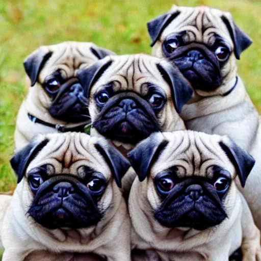 Image similar to 5 pugs stacked on top of each other
