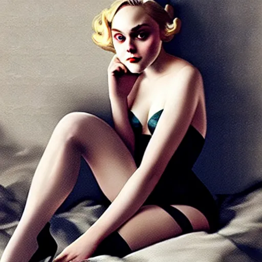 Prompt: annasophia robb in a war world II, stockings, looking seductively attire by Greg Rutkowski, John Singer Sargent, Bryan Lee O'Malley, Edward Hopper