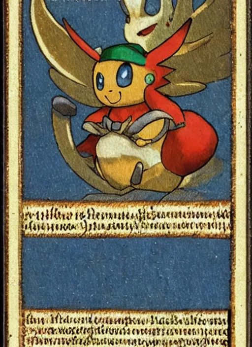 Image similar to a pokemon card from the 1 4 0 0 s