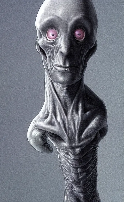 Prompt: A picture of Grey Alien, painting, by Moebius, ultra HD, Trending on artstation, ultrarealistic,