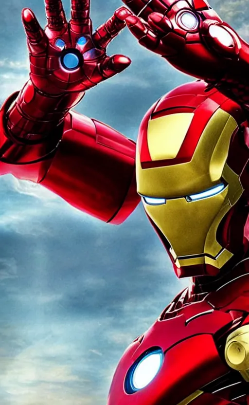 Image similar to jim carrey as iron man, marvel cinematic universe, making out, photo, highly detailed, cinematic still