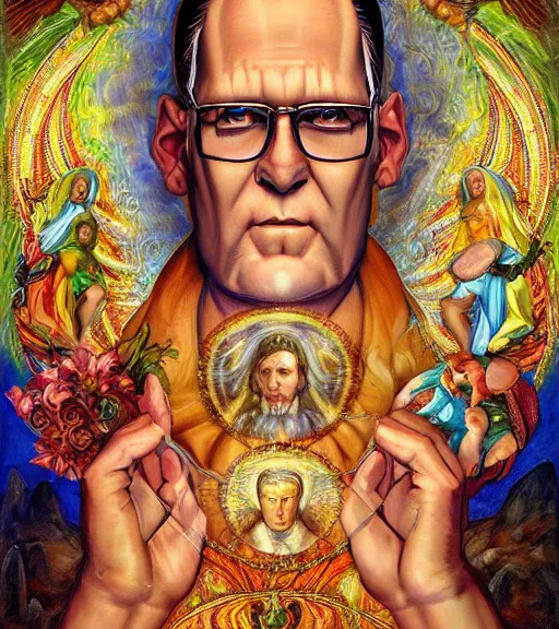 Prompt: symmetry, hank hill as the saint of propane, renaissance religious painting, art by mike judge, art by josephine wall, art by amanda sage, trending on artstation
