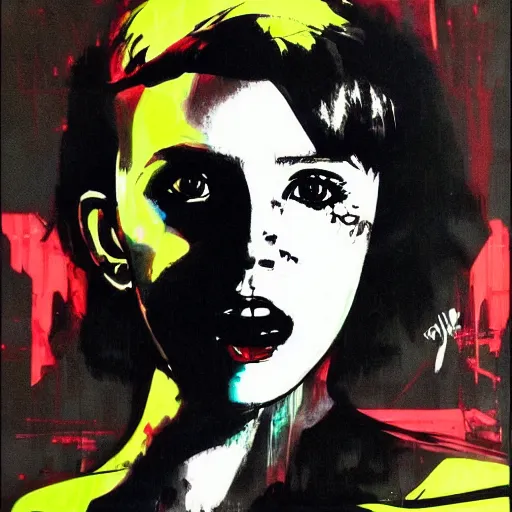 Image similar to Neon Millie Bobby Brown by Yoji Shinkawa