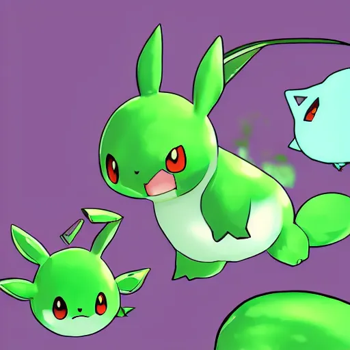 Image similar to shiny Hoppip pokemon floating in the air in a surrealistic fantasy world, pokemon, anime, digital art, nintendo