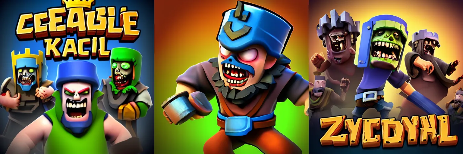 Prompt: zombie in the style of clash royale and among us, realistic