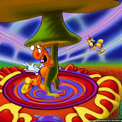 Image similar to goofy having a psychedelic dmt mushroom lsd trip