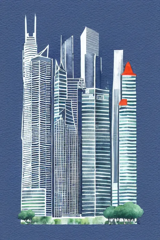 Image similar to minimalist watercolor art of singapur, illustration, vector art