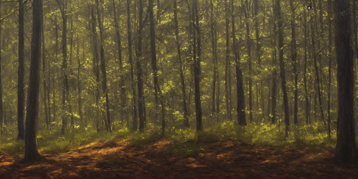 Image similar to woods, cinematic lighting, detailed oil painting, hyperrealistic, 8k