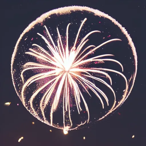 Prompt: a bubble with a firework inside of it