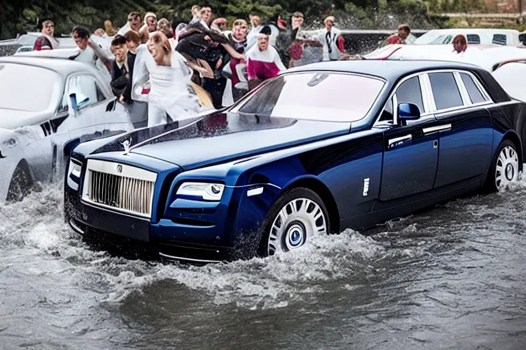 Image similar to rabid teenagers decide to drown Rolls-Royce