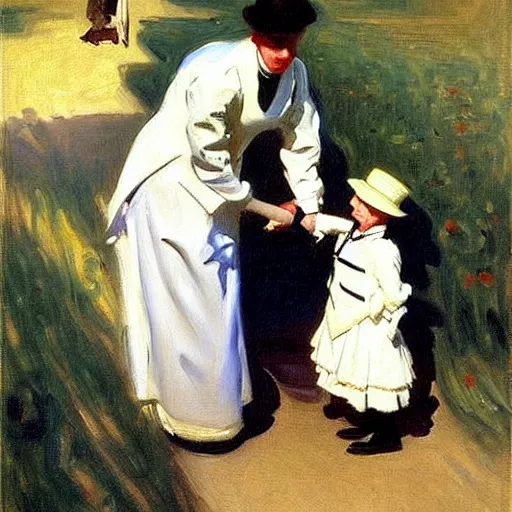 Image similar to vaccination, painting by john singer sargent, oil on canvas