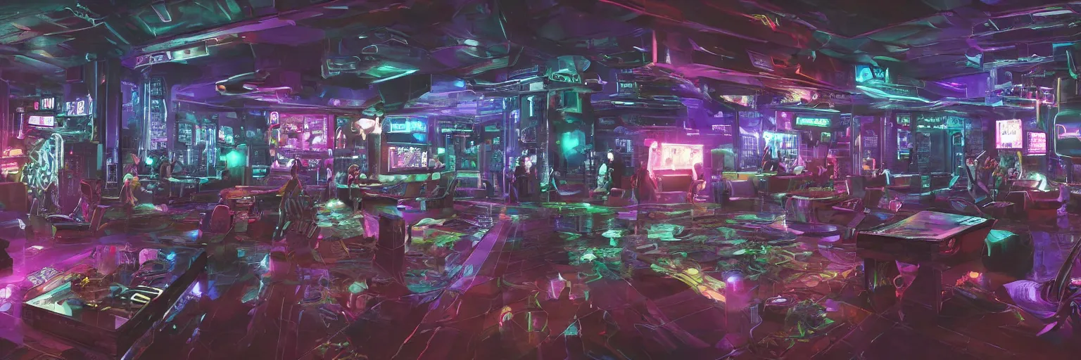 Image similar to interior of the cyberpunk night adult club