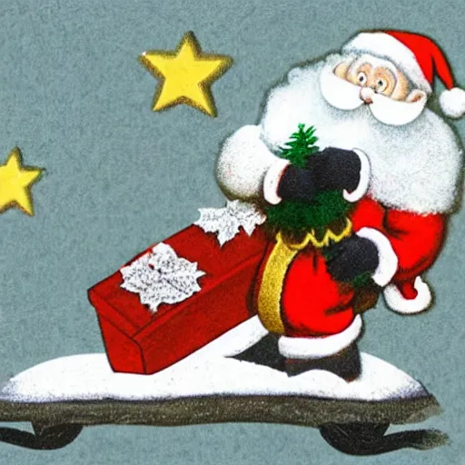 Image similar to Santa escaping from his coffin in the ground