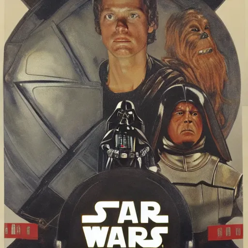 Image similar to star wars movie poster in the style of norman rockwell, detailed painting, 8 k