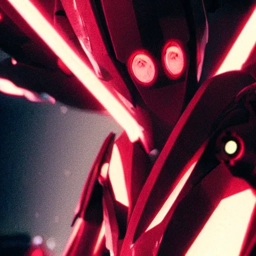 Image similar to movie still of a cyborg evangelion, cinematic composition, cinematic light, warm lighting criterion collection, by edgar wright