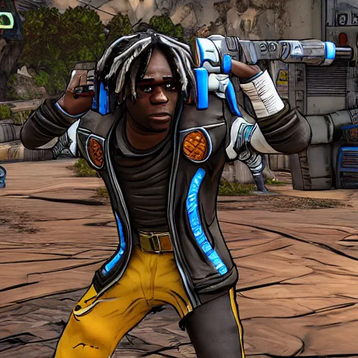 Image similar to rapper Chief Keef in borderlands 2 very detailed 4K quality super realistic