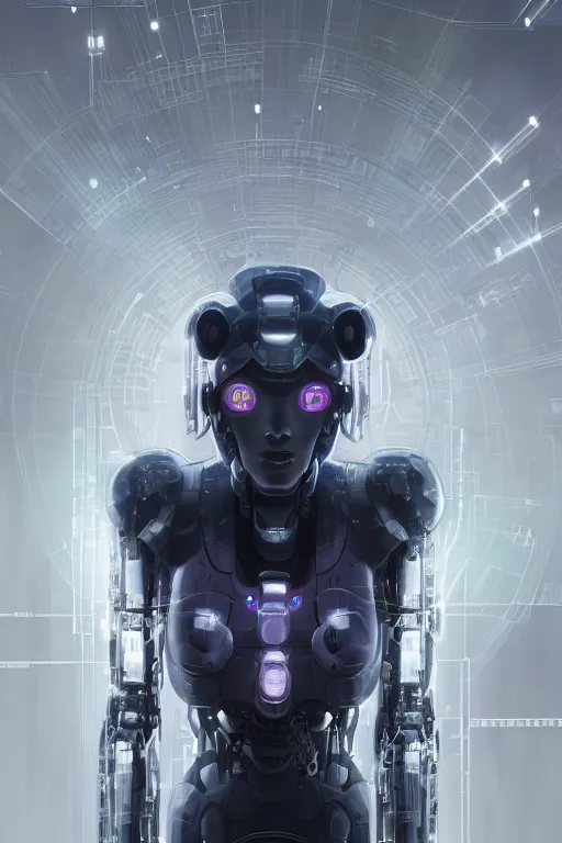 Image similar to Ghost in the shell 2017, cybernetic android asian black bear, half robot half bear, future tech, mask opening, cyber punk, hyperrealist highly intricate, trending on art station, Nick Keller, 8K