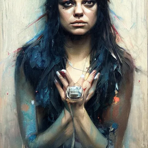 Image similar to mila kunis by Sandra Chevrier by Richard Schmid by Jeremy Lipking by moebius by atey ghailan