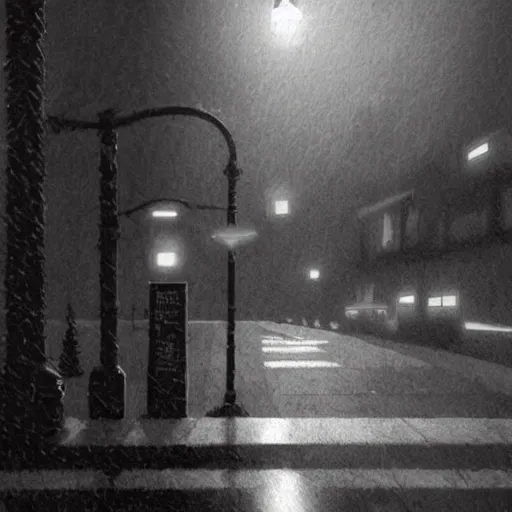 Image similar to dark city bus stop, by hp lovecraft, very detailed,ArtStation