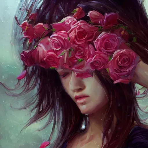 Image similar to a painting of the smell of roses, artstation