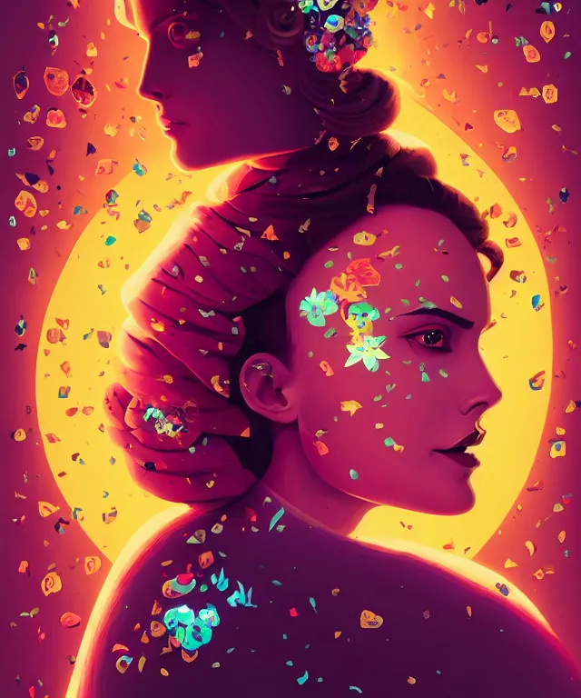 Prompt: delirium portrait of padme amidala, by petros afshar, ross tran, peter mohrbacher, tom whalen, flower petals, bubbly scenery, radiant light